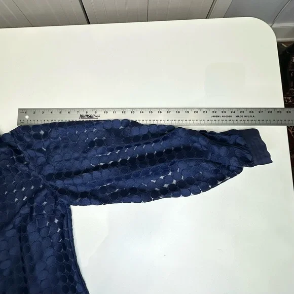 Trina Turk Blue Bianca Oversized Blouse w/Cuffs & Mandarin Collar. XL, EUC! - Picture 7 of 11